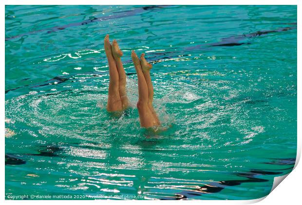 exhibition of synchronized swimming Print by daniele mattioda
