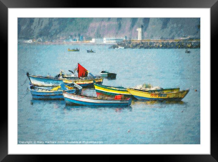 Boats in Chorillos Harbor #3 Framed Mounted Print by Mary Machare