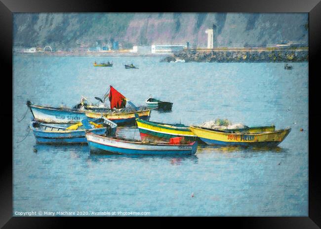 Boats in Chorillos Harbor #3 Framed Print by Mary Machare