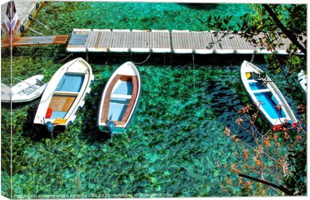 Wooden Boats - Amalfi Coast Canvas Print by Alessandro Ricardo Uva