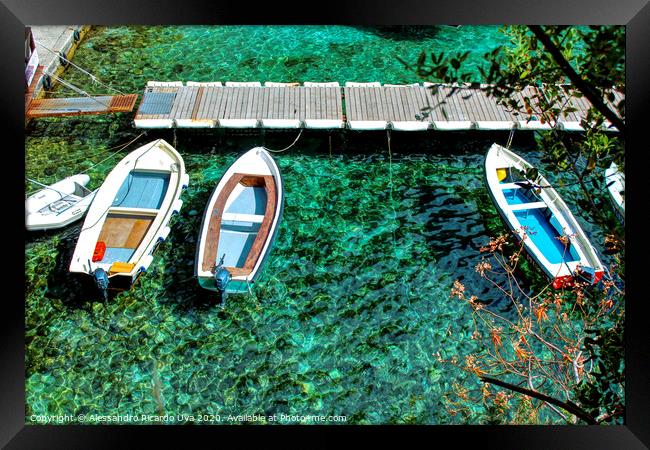 Wooden Boats - Amalfi Coast Framed Print by Alessandro Ricardo Uva