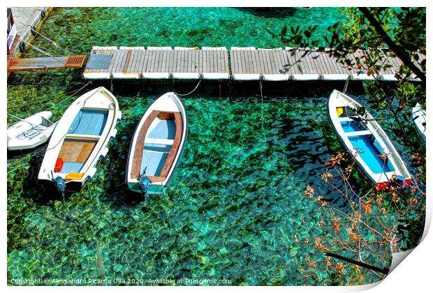 Wooden Boats - Amalfi Coast Print by Alessandro Ricardo Uva