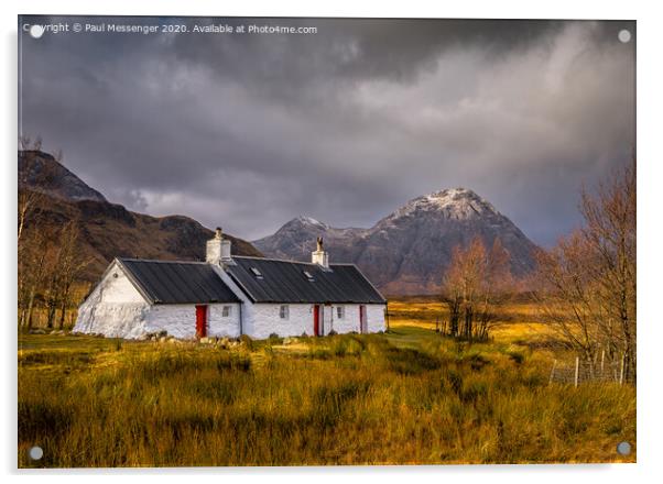 Black rock cottage Glencoe Scotland Acrylic by Paul Messenger