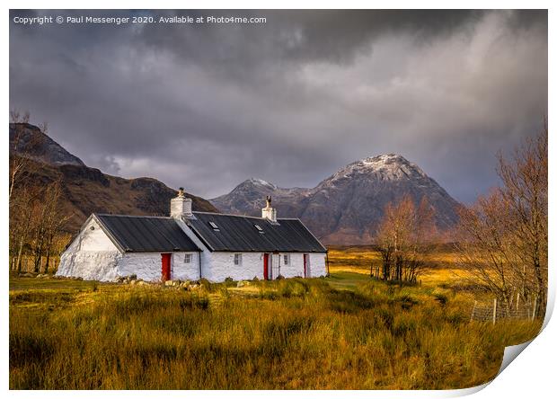 Black rock cottage Glencoe Scotland Print by Paul Messenger