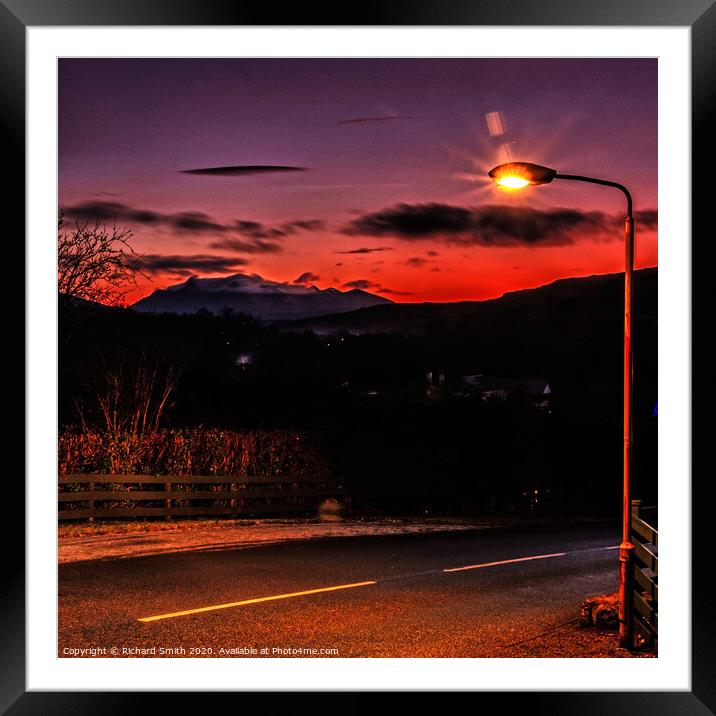 Sunset and street light. Framed Mounted Print by Richard Smith