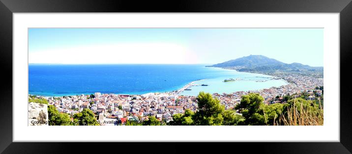 Panoramic View of the Port of Zakynthos Λιμάνι Ζακ Framed Mounted Print by Terry Senior