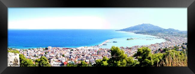 Panoramic View of the Port of Zakynthos Λιμάνι Ζακ Framed Print by Terry Senior