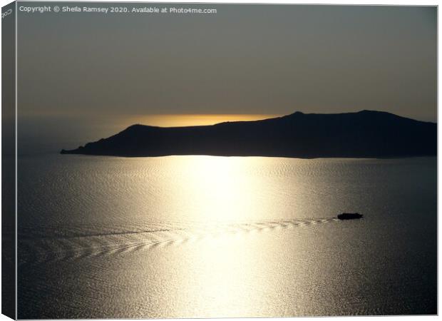 Last boat to Santorini Canvas Print by Sheila Ramsey