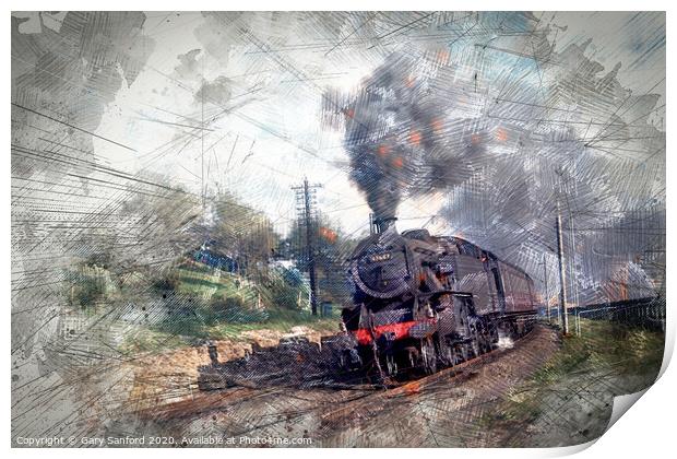 Steam Loco, 42687 Rounding a Curve on the LTS Print by Gary Sanford