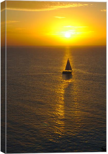 Sailing in the Sunrise at Tenby Canvas Print by Jeremy Hayden