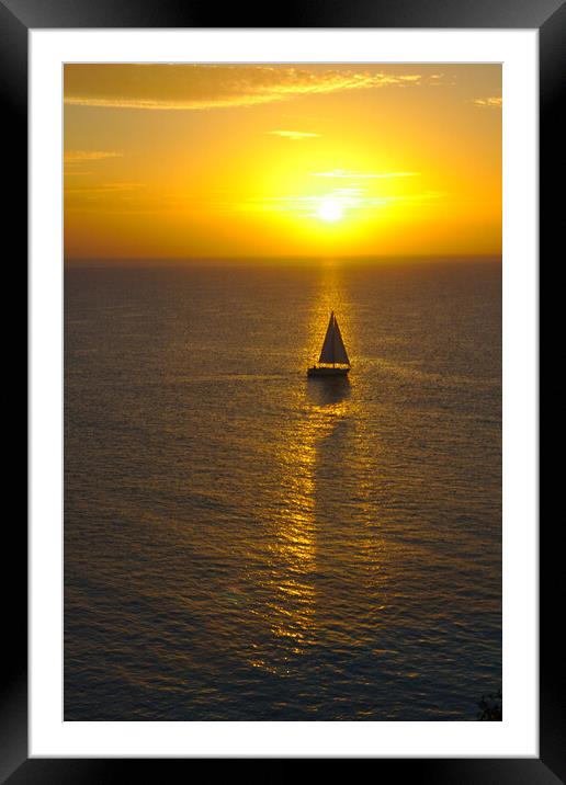 Sailing in the Sunrise at Tenby Framed Mounted Print by Jeremy Hayden