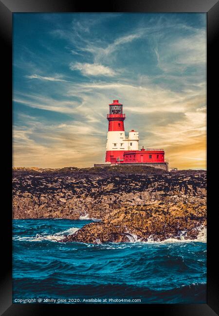Farne Island Lighthouse  Framed Print by Jonny Gios