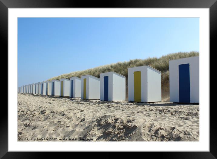 White Beach Huts, Cadzandbad, Holland Framed Mounted Print by Imladris 