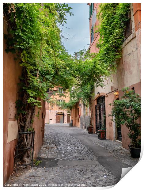 Small narrow streets in Trastevere, Rome Italy Print by Frank Bach