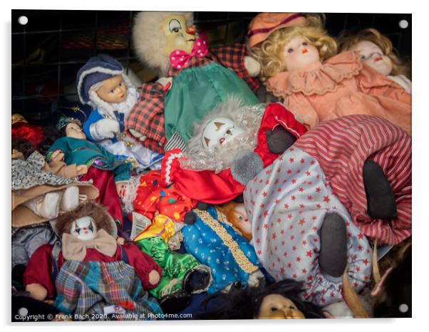 Worn out dolls puppets  on a flea market in Rome, Italy Acrylic by Frank Bach