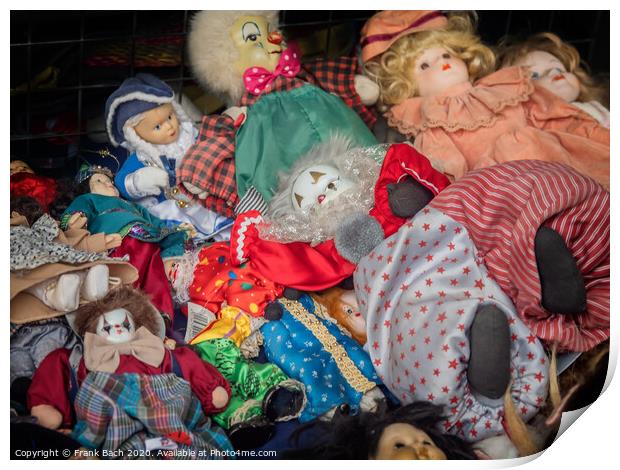 Worn out dolls puppets  on a flea market in Rome, Italy Print by Frank Bach