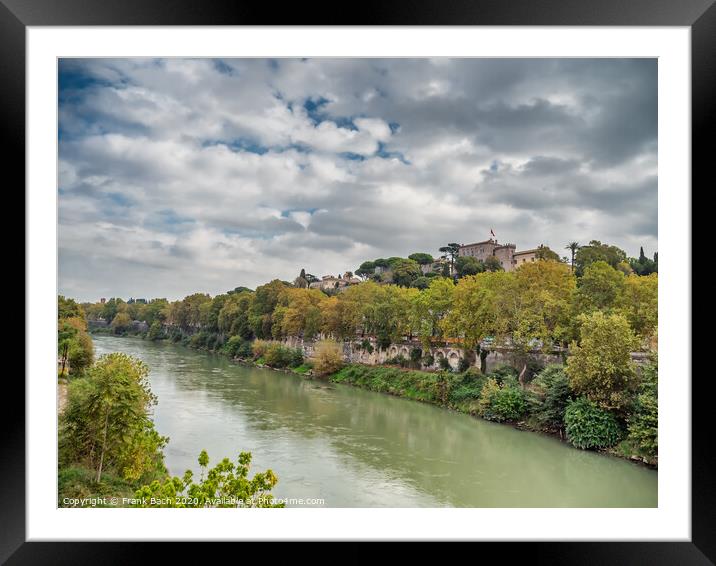 Tiber river in Rome seen from Ponte sublicio, Italy Framed Mounted Print by Frank Bach