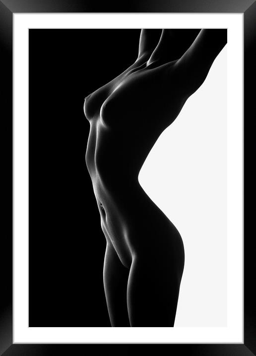 Nude black versus white 2 Framed Mounted Print by Johan Swanepoel