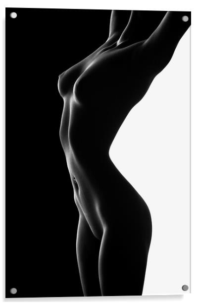 Nude black versus white 2 Acrylic by Johan Swanepoel