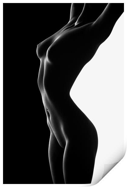Nude black versus white 2 Print by Johan Swanepoel