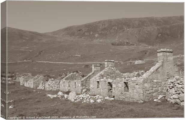 The remains of the Village on Hirta, St Kilda, in  Canvas Print by Robert MacDowall