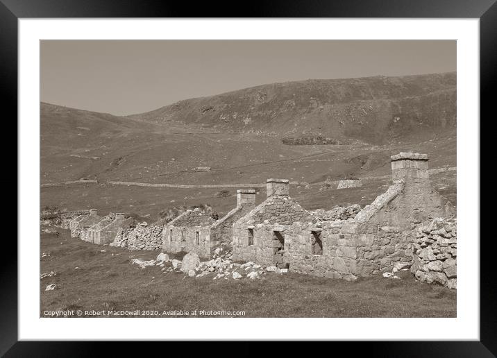 The remains of the Village on Hirta, St Kilda, in  Framed Mounted Print by Robert MacDowall