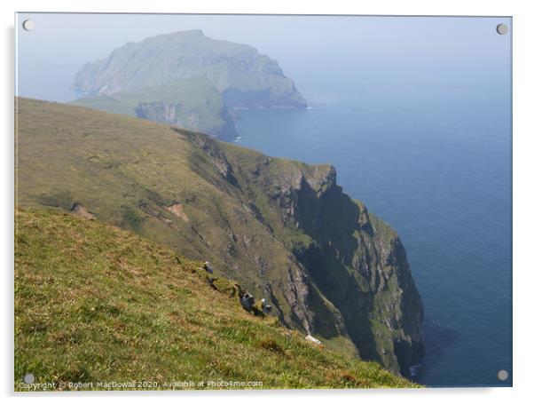 Soay viewed from atop Conachair on Hirta, St Kilda Acrylic by Robert MacDowall