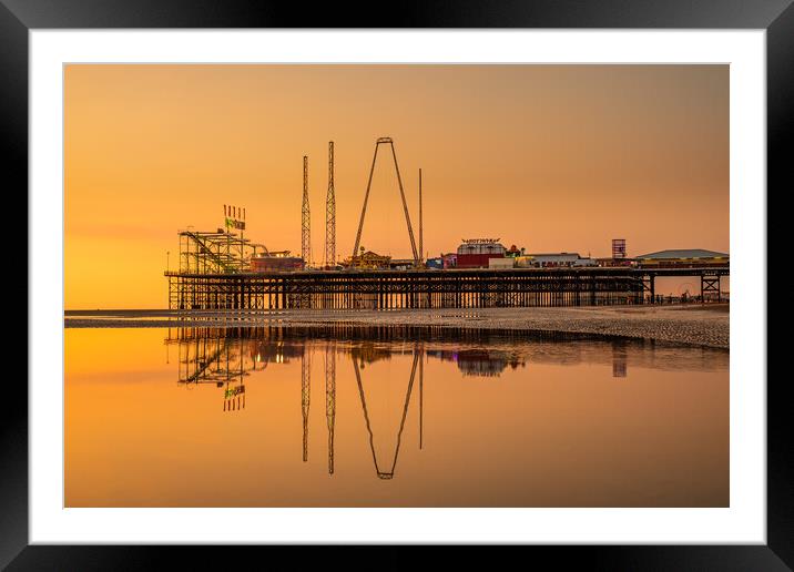 Blackpool South Pier at Sunset Framed Mounted Print by Caroline James
