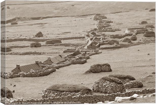 The Village on Hirta, St Kilda, in sepia  Canvas Print by Robert MacDowall