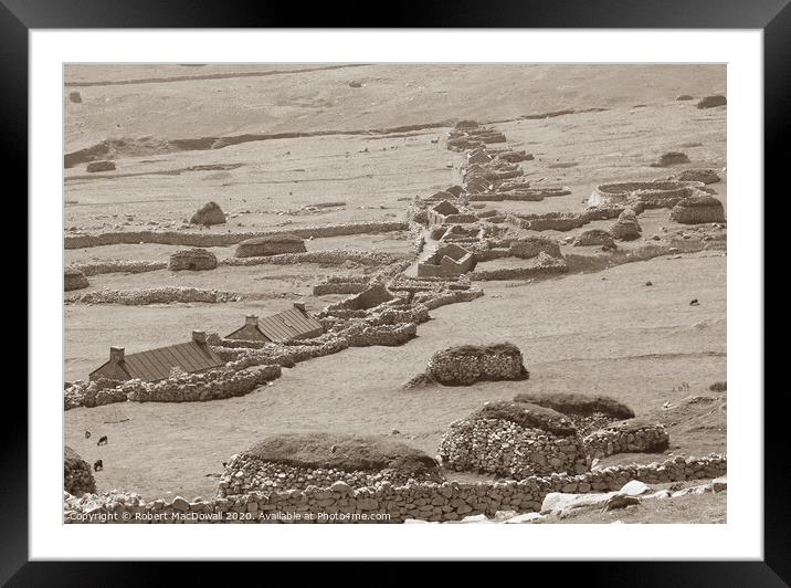 The Village on Hirta, St Kilda, in sepia  Framed Mounted Print by Robert MacDowall