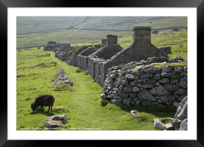 The remains of the Village on Hirta, St Kilda - 3 Framed Mounted Print by Robert MacDowall