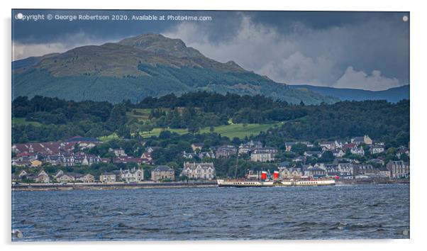 The Waverley sailing down the Clyde near Gourock Acrylic by George Robertson