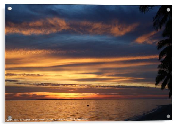 Sunset and cloudscape from Rarotonga Acrylic by Robert MacDowall