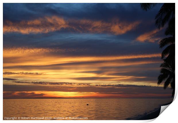 Sunset and cloudscape from Rarotonga Print by Robert MacDowall