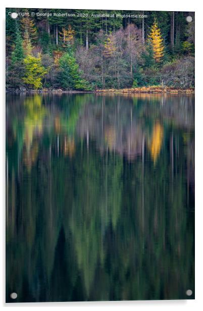 Autumn reflections on Loch Chon Acrylic by George Robertson