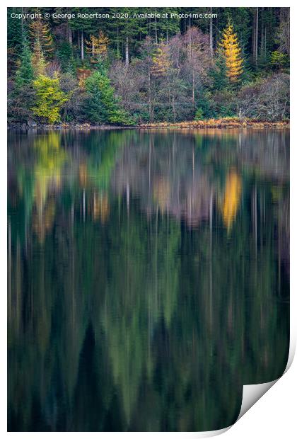 Autumn reflections on Loch Chon Print by George Robertson