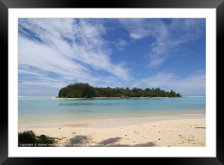 Koromiri Island from Muri Beach, Rarotonga Framed Mounted Print by Robert MacDowall