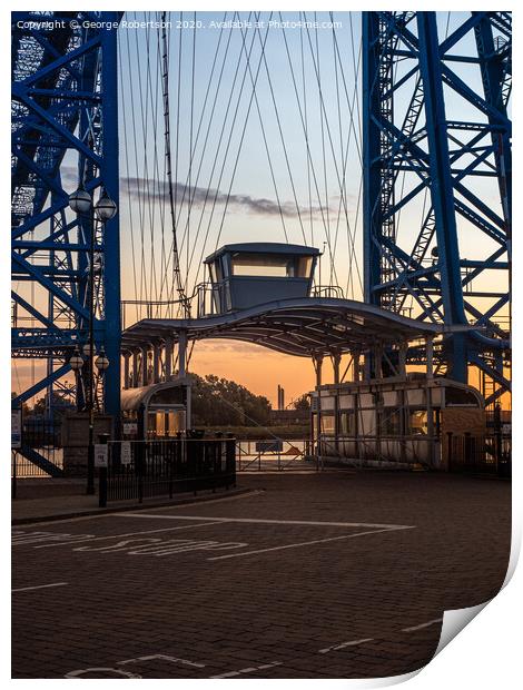 Middlesbrough Transporter Bridge Gondola at sunrise Print by George Robertson