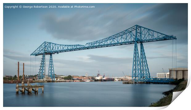 Early morning at the Middlesbrough Transporter Bridge Print by George Robertson