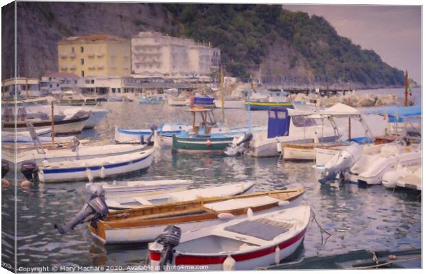 Boats in the Marina Grande - Sorrento Canvas Print by Mary Machare