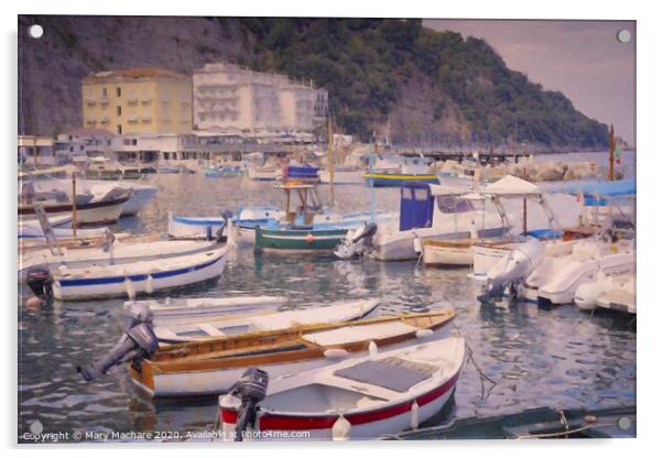 Boats in the Marina Grande - Sorrento Acrylic by Mary Machare