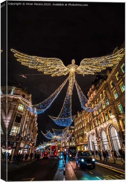 London Christmas Lights, Flying Angel Canvas Print by Hiran Perera