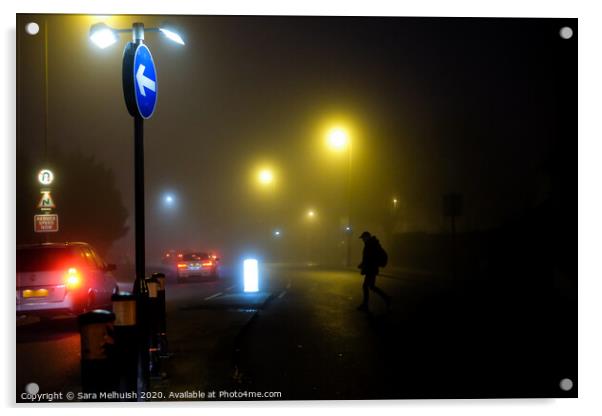 Crossing the foggy road Acrylic by Sara Melhuish