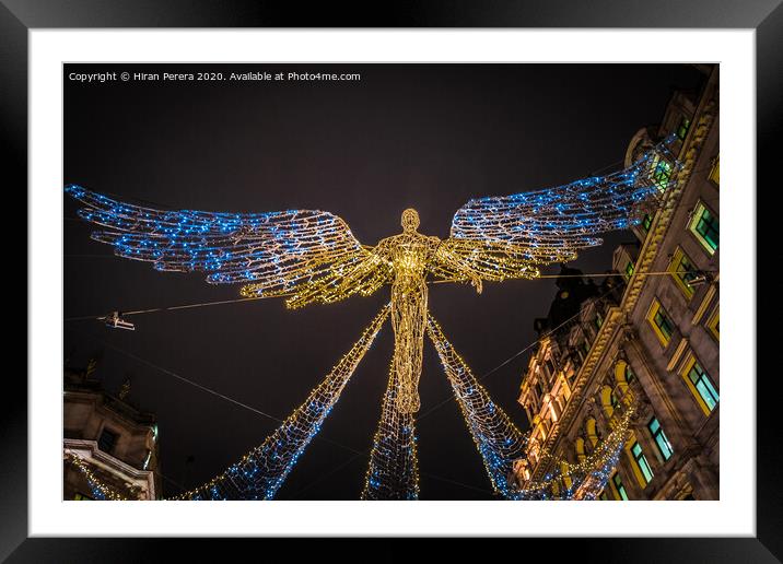 London Christmas Lights, Flying Angel Framed Mounted Print by Hiran Perera