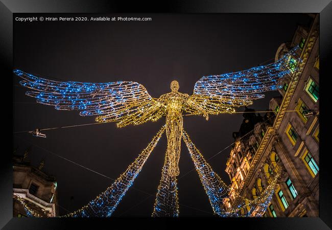 London Christmas Lights, Flying Angel Framed Print by Hiran Perera