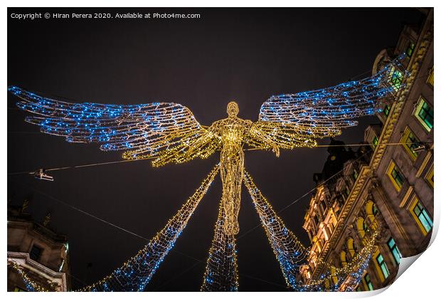 London Christmas Lights, Flying Angel Print by Hiran Perera