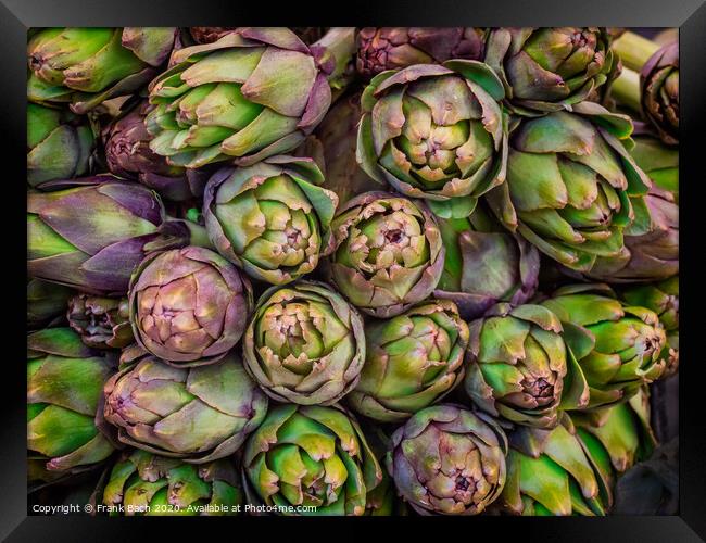 Artichokes for sale on a farmers market in Rome, Italy Framed Print by Frank Bach