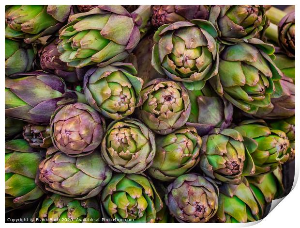 Artichokes for sale on a farmers market in Rome, Italy Print by Frank Bach