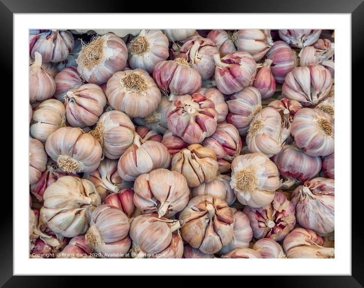 Garlic on a farmers market in Rome Framed Mounted Print by Frank Bach