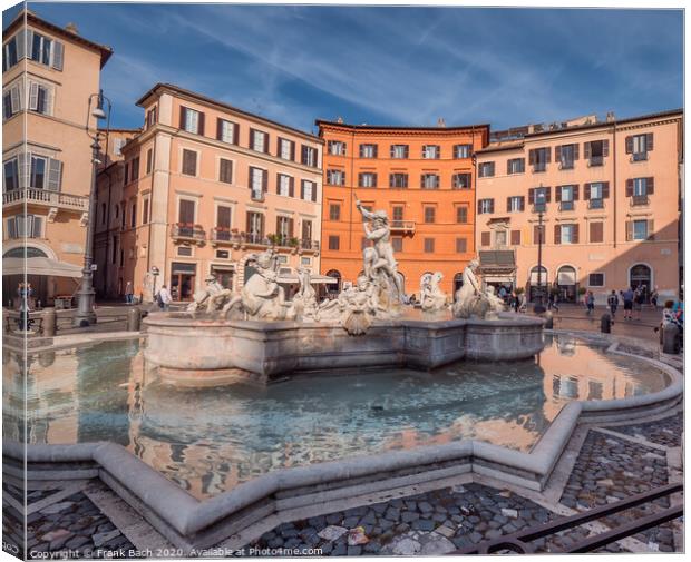 Fountain Fontana Nettuno on Piazza Navona, Rome Italy Canvas Print by Frank Bach